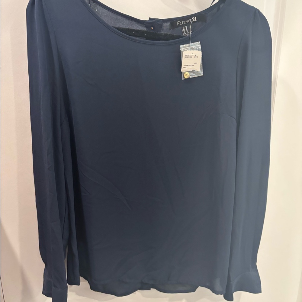 Forever 21 Blue Blouse Long Sleeve Top